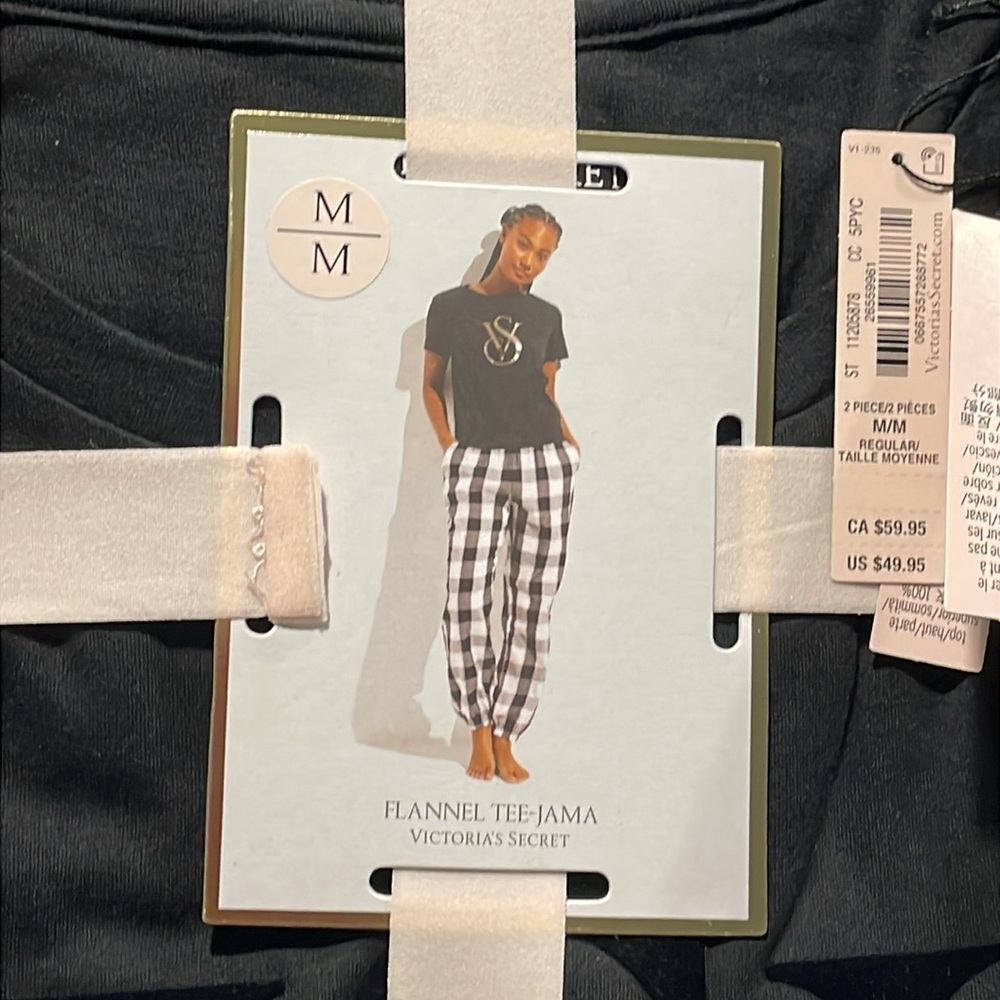 Victoria’s Secret Flannel Tee-jama Pajama Shirt and Pant Set Medium NWT - Picture 2 of 4
